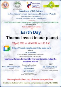 Brochure of world earth day
